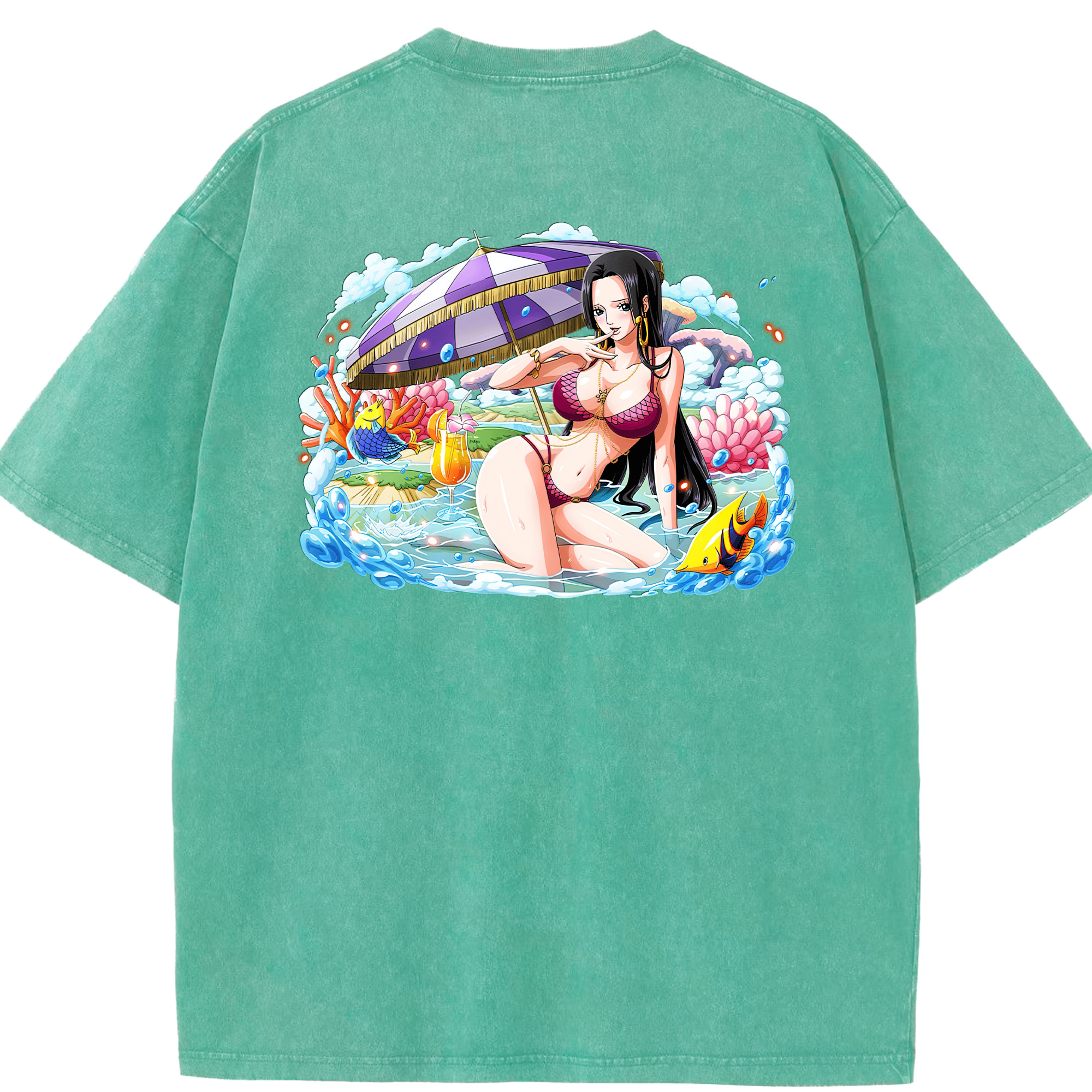 ワンピース ボア・ハンコック ONE PIECE Boa·Hancock 綿100% ヴィンテージ風 半袖Tシャツ（背面プリント）